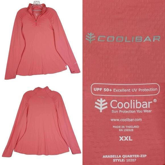 Coolibar UPF 50+ Quarter Zip Pullover Sun Protection Pink Coral Women’s Size XXL - Picture 1 of 11